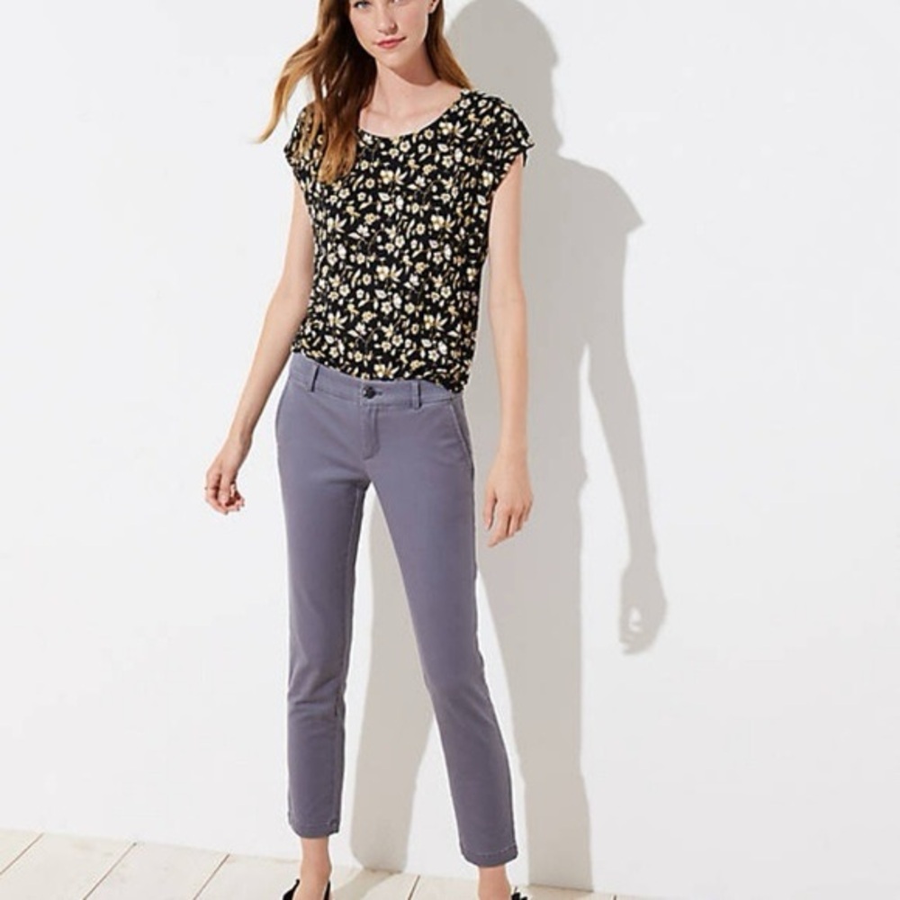 LOFT Girlfriend Chino. Charcoal Gray. 12
